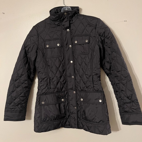 Banana Republic Quilted Jacket Navy Coat Polka Dot - Picture 5 of 6